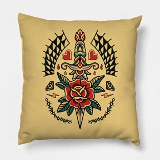 Rose dagger tattoo Pillow