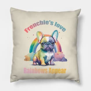 Colorful French Bulldog Puppy, Cute french bulldog, frenchie mon, frenchie dad Pillow