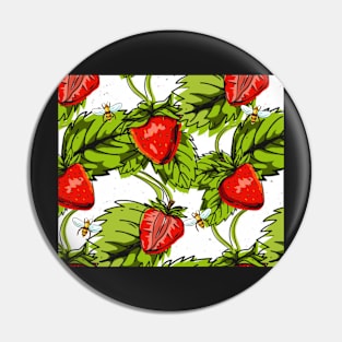 Juicy Summer Strawberries and Honey Bees Pin