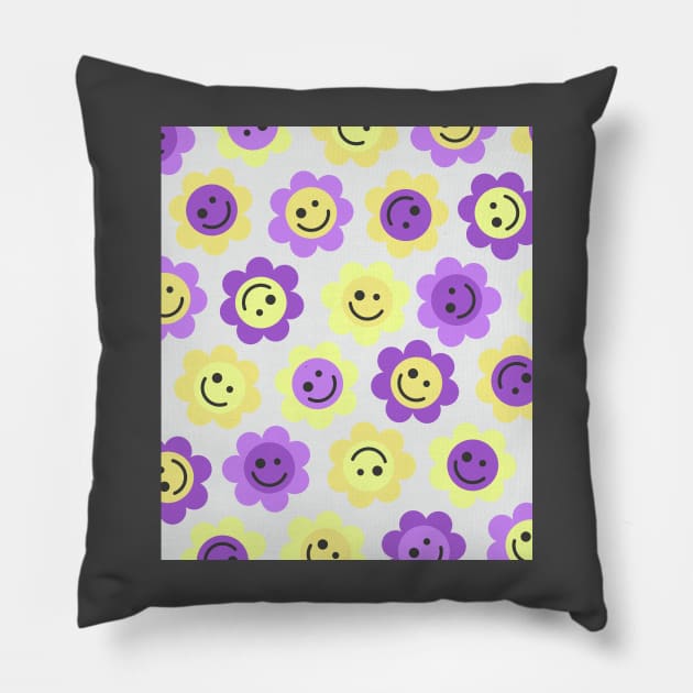 Intersex Flower Faces Pillow by gray-cat