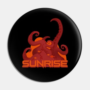 Red Tentacles with Orange Fish Sunrise Pin