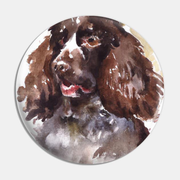 Boykin Spaniel Watercolor - Dog Lover Gifts Pin by Edd Paint Something