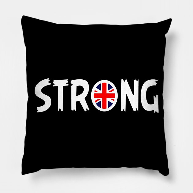 British Flag, Strong Union Jack Flag Pillow by Jakavonis