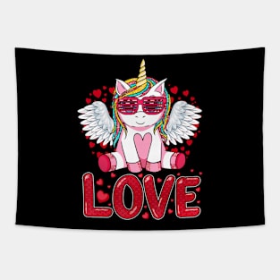 Cute Unicorn Love Heart Valentines Day Girls Kids Tapestry