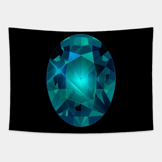 Turquoise Oval Shape Gemstone Tapestry by The Black Panther