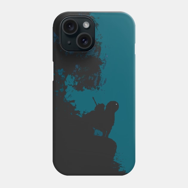 Hero on Shadow Horse Standing on Cliff (Cut, Transparent Background) Phone Case by Cerberus4444