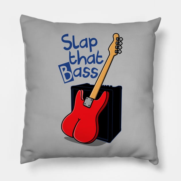 Funny Music Bass Guitar Band Shirt Punny Meme Pillow by Originals By Boggs