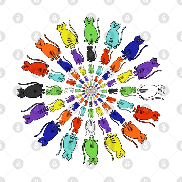 Ever Decreasing Circles of Rainbow Cats by ellenhenryart