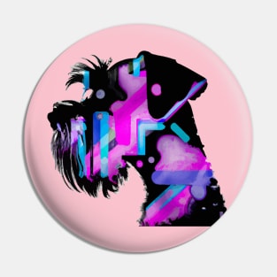 Miniature Schnauzer Futuristic Synthwave Artwork Pin