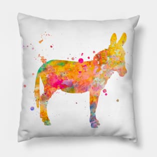 Donkey Watercolor Painting Pillow