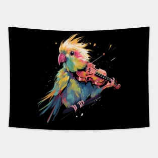 Cockatiel Playing Violin Tapestry