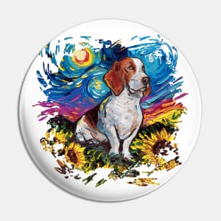 Basset Hound Night 2 (version 2) Pin