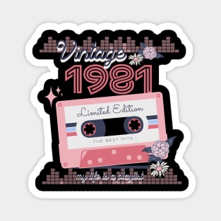 Vintage 1981 Limited Edition Music Cassette Birthday Gift Magnet