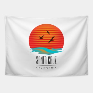 Santa Cruz Logo Sticker Sunset Waves and Birds Lite Tapestry