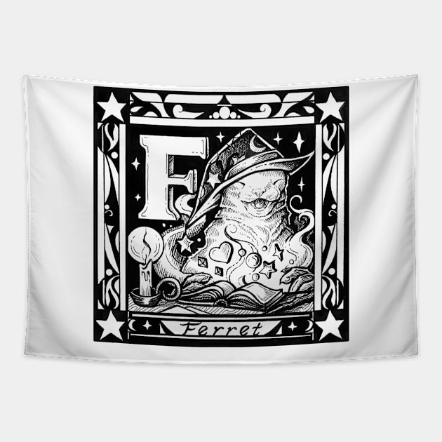 F is For Ferret Tapestry by Nat Ewert Art