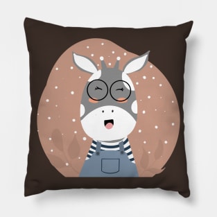 Cute Illustration Sporting Stylish Glasses Pillow