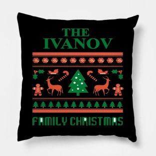 Family Christmas - Groovy Christmas IVANOV family, Family Christmas T-shirt, Pjama T-shirt Pillow