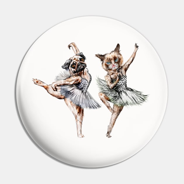 Hipster Ballerinas - Dog Cat Dancers Pin by notsniwart