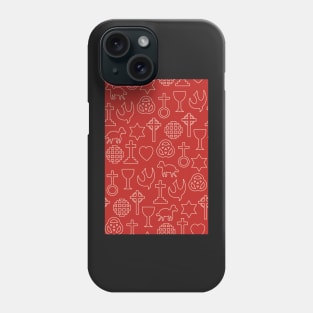 Christian Traditional Ornament Symbols for Christmas in Red and White Phone Case
