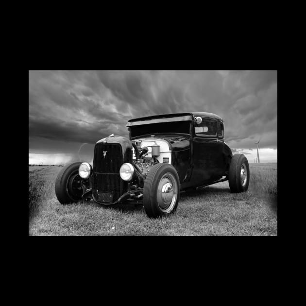 1929 - Ford Model A - Hot Rod - black white by hottehue