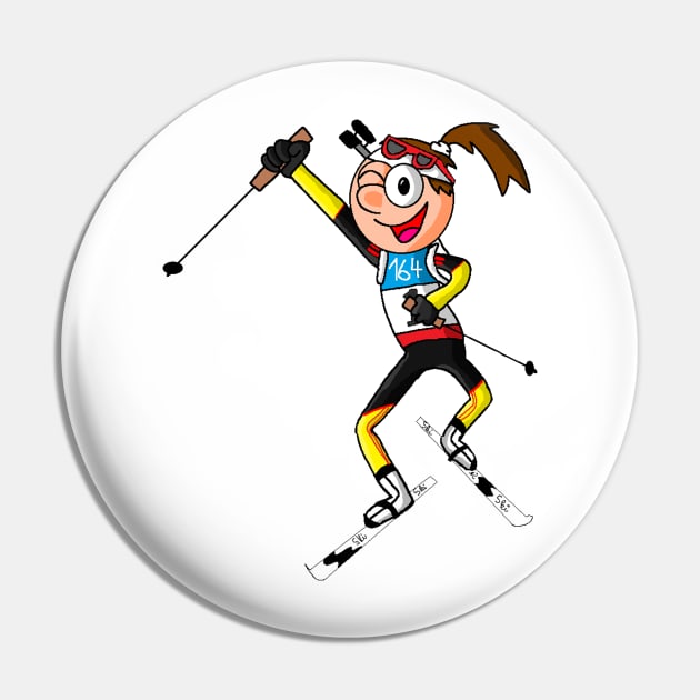 Biathlon girl Comic Pin by WanipaMerch