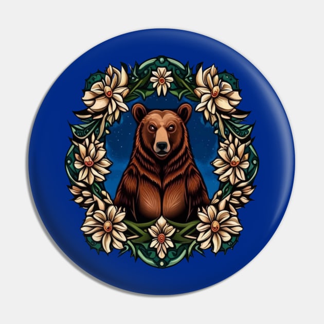 A Brown Bear Surrounded By Bitterroot Montana State Tattoo Art Pin by taiche