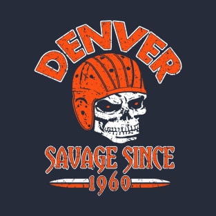 True Denver Football Fan Grunge Skull 60 Year Anniversary T-Shirt