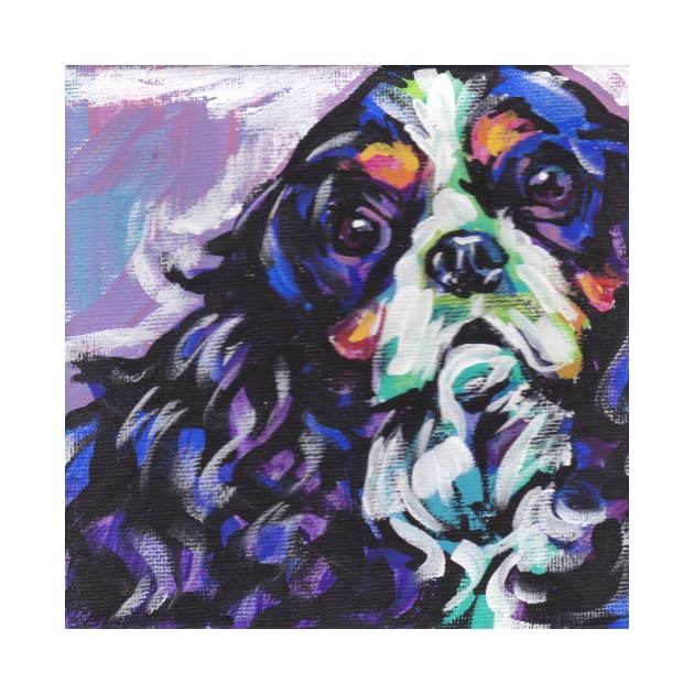 cavalier king charles spaniel Dog Bright colorful pop dog art by bentnotbroken11