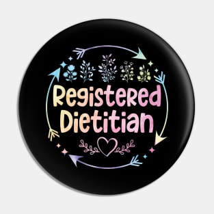 Registered Dietitian cute floral watercolor Pin