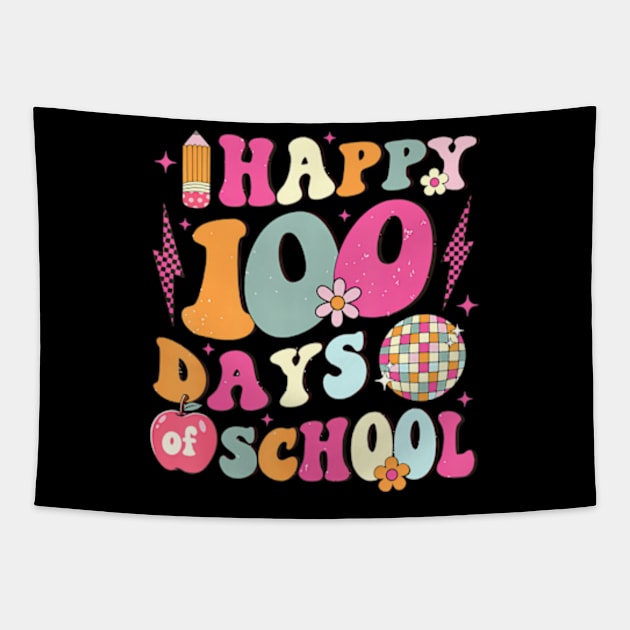 Happy 100 Days Of School Retro Disco 100th Day of School Tapestry by Cristian Torres