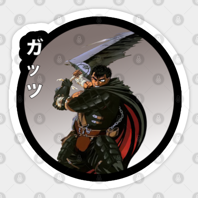 Vintage Berserk Anime Manga Character Guts Berserk Sticker Teepublic Companion animals in the light blue font for the element of the queue cartoon stickers. vintage berserk anime manga character guts
