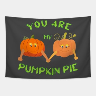 Cute Pumpkins Couple Pumpkin Pie Tapestry