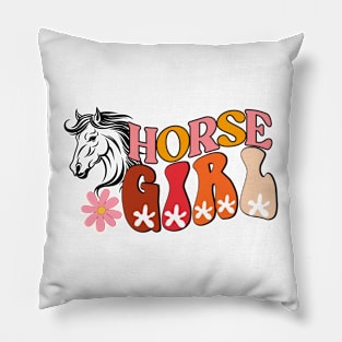 Horse Girl Retro Pillow