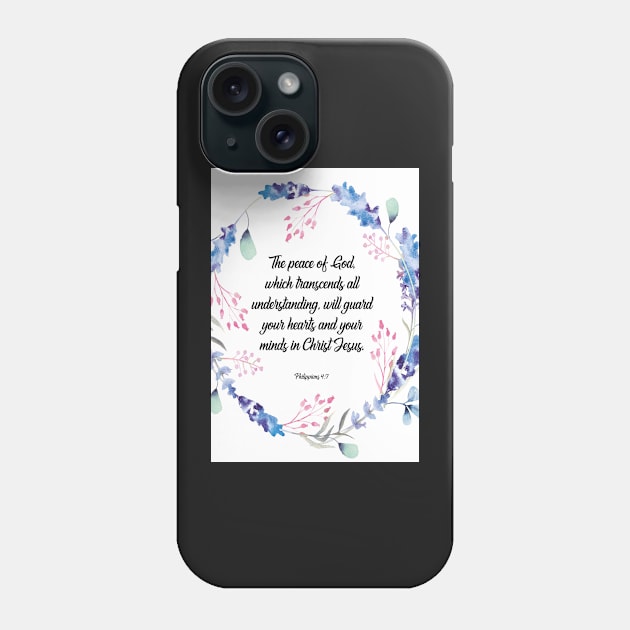 The peace of God, happiness positivity, Philippians 4:7, Bible verse, scripture, Christian gift Phone Case by BWDESIGN