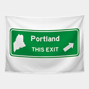 Portland, Maine Highway Exit Sign Tapestry