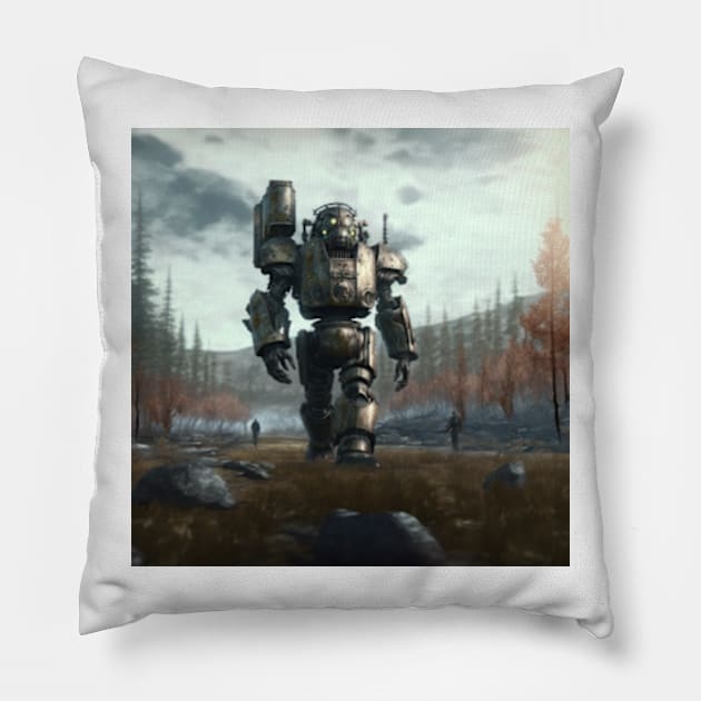 In the wastelands : Big power-armour Pillow by Lagavulin01