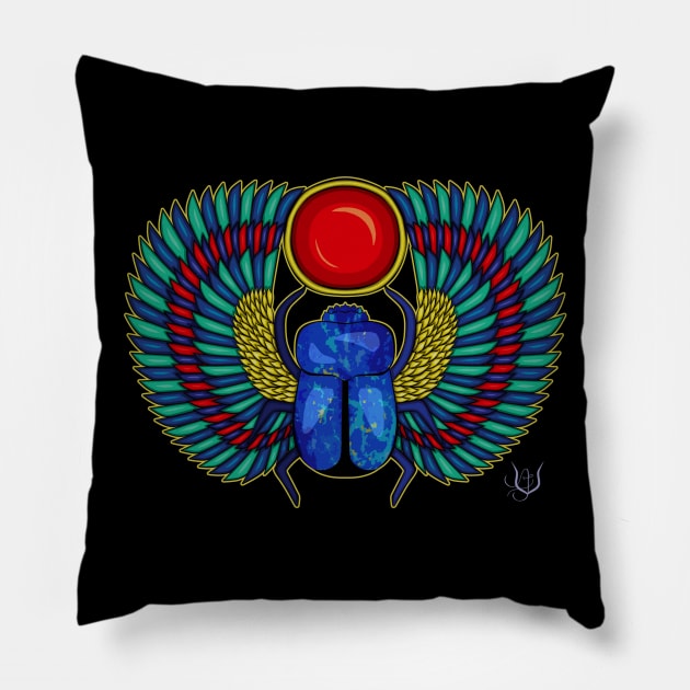 Winged Scarab Pillow by BastetLand