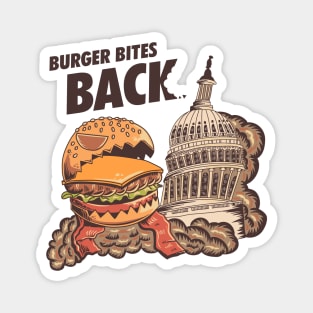 Burger Bites Back Funny Halloween Design (Dark, Brown Text) Magnet