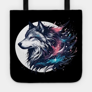 Wolf and moon artwork Tote