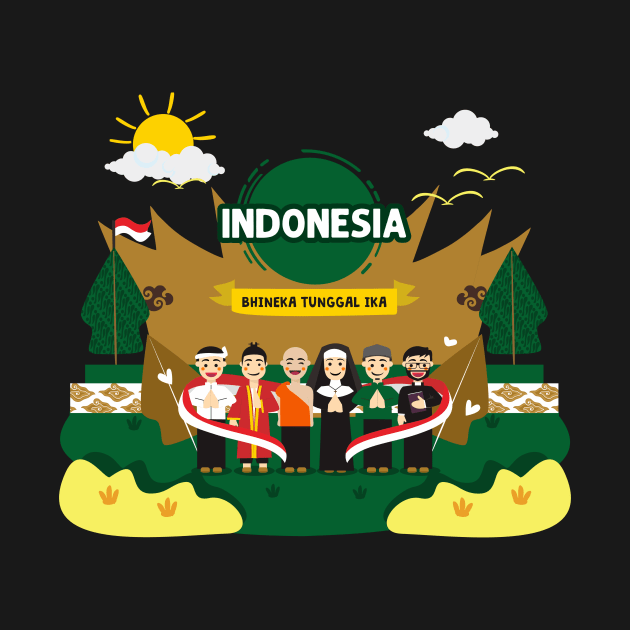 Bhineka Tunggal Ika of Indonesia T-Shirt Design by mahadioo