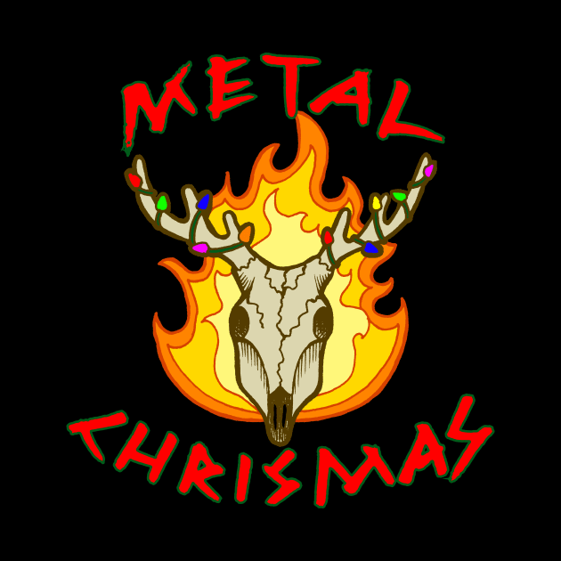 Metal Christmas Punny Reindeer Skull by FatCatSwagger