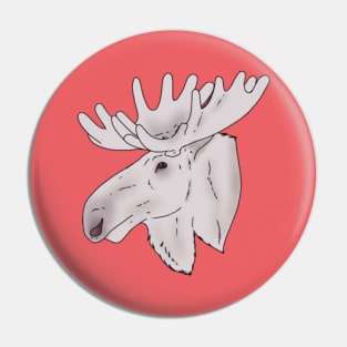 Albino Moose Head Pin