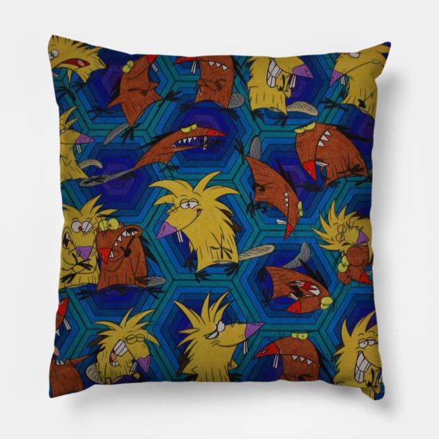 Angry Beavers Norbert and Daggett Pillow by AbbysRadArt