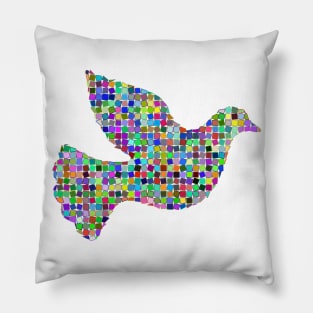 Dove in multicoloured mosaic design Pillow