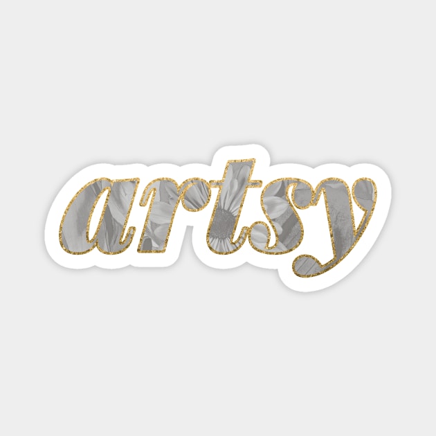 Artsy Romantic Golden Text Magnet by Sizzlinks