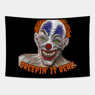 Creepin' it Real Halloween Graphic Design Scary Clown Tapestry