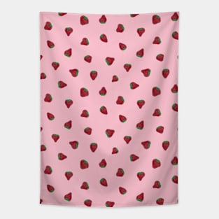 Watercolour Strawberry Pattern, Pink Tapestry