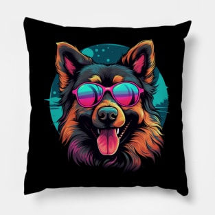 Retro Wave Shepherd Dog Pillow