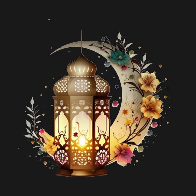 Ramadan lantern lamp with moon floral by KAWAIIBYHM