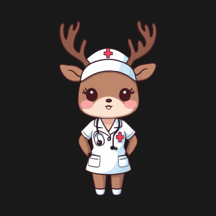 Cheerful Nurse Reindeer T-Shirt